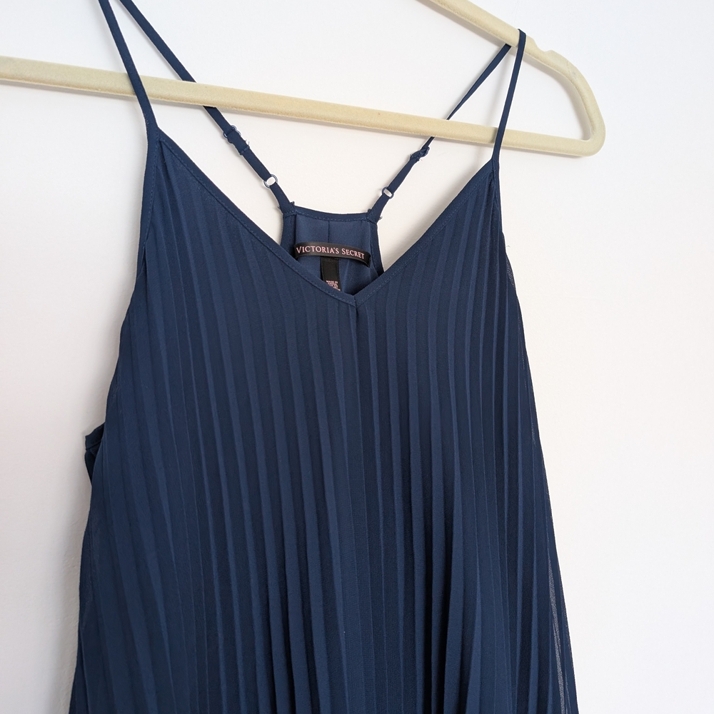 Victoria's Secret Navy Pleated Mini Dress with Racerback Straps - Picture 2 of 6